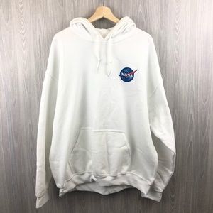 NASA White Pull-Over Hoodie with Logo